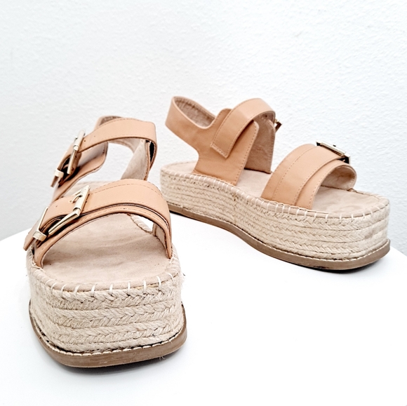 ASOS chunky platform flatform slingback faux leather tan summer sandals. - Picture 5 of 15
